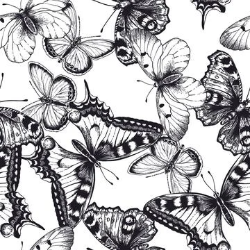 Seamless pattern with butterflies. Stock-Illustration