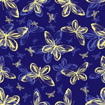 Seamless pattern with butterflies. Stock Illustration