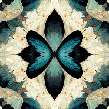 Seamless pattern with butterflies on light blue background Stock Illustration