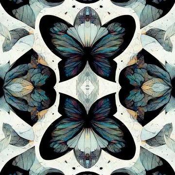 Seamless pattern with butterflies on light blue background Stock Illustration