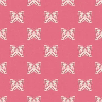 Seamless pattern with butterflies on a pink textiles Stock Illustration