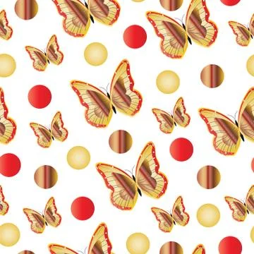 Seamless pattern with butterflies in red and brown colors Stock Illustration
