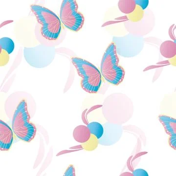 Seamless pattern with butterflies vector in pastel colors Stock Illustration
