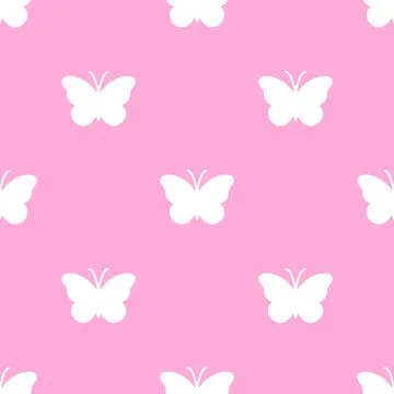 Seamless pattern with butterfly. Background in trendy 2000s style. Pink color. Stock Illustration