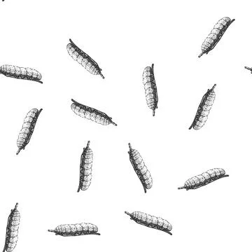 Seamless pattern butterfly caterpillar sketch hand drawn 库存插图
