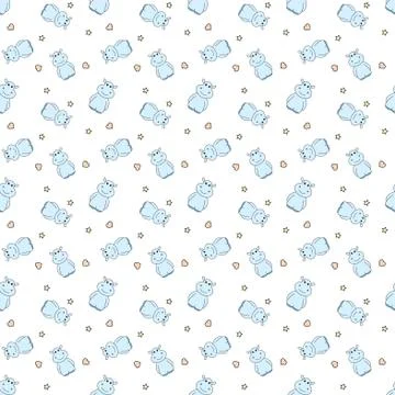 Seamless pattern with butterfly, hearts and star on white background.  Baby c Stock Illustration
