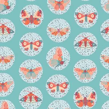 Seamless Pattern with butterfly in vector Illustrazione stock