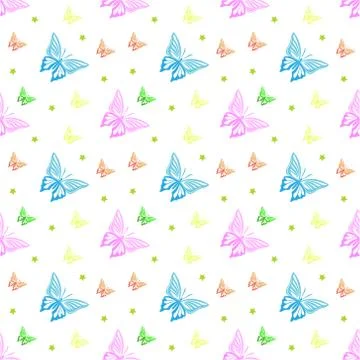 Seamless pattern with butterfly. Vector texture illustration. Stock Illustration