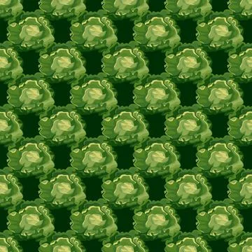 Seamless pattern Butterhead salad on dark background. Simple ornament with le 스톡 일러스트