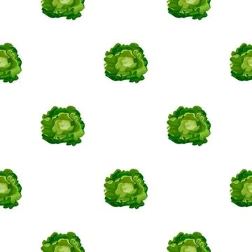 Seamless pattern Butterhead salad on white background. Simple ornament with l Stock Illustration