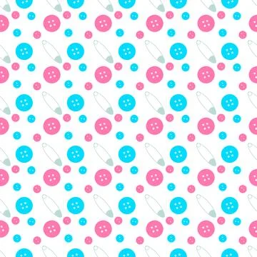 Seamless pattern of buttons and pins Stock Illustration