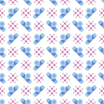 Seamless pattern with buttons. Sewing, needlework Stock Illustration