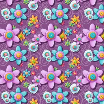 A seamless pattern of buttons in the shape of flowers. Illustrazione stock