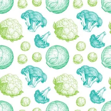Seamless pattern with cabbage. Stock Illustration