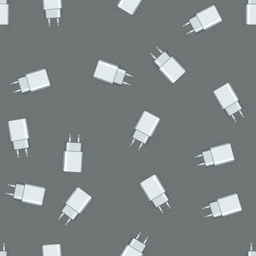 Seamless pattern cable power adapter cartoon vector Stock Illustration