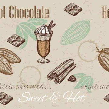 Seamless pattern of cacao beans Stock Illustration