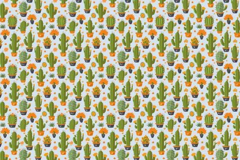 Seamless pattern with cacti and succulents. Stock-Illustration