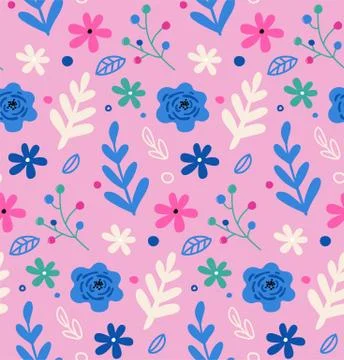 Seamless pattern, cacti, palm leavs, jungle flowers Stock Illustration