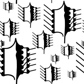 Seamless pattern with cacti. Primitive art. Black and White objects stylized. Stock Illustration