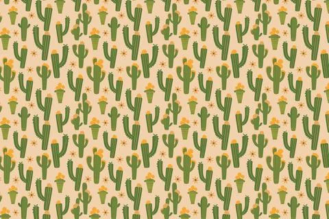 Seamless pattern with cacti vector art Stock Illustration