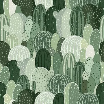 Seamless pattern with cactus in cartoon style. Wallpaper, textiles, wrapping Stock Illustration