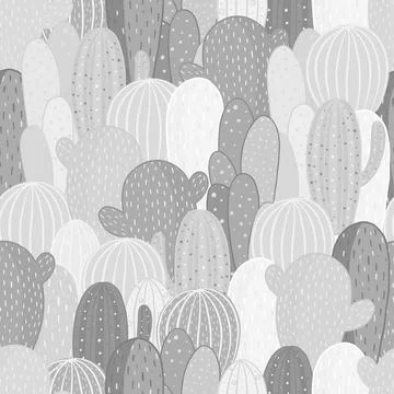 Seamless pattern with cactus in cartoon style. Wallpaper, textiles, wrapping Stock Illustration