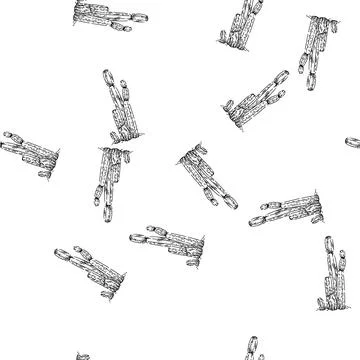 Seamless pattern cactus desert sketch hand drawn Stock Illustration