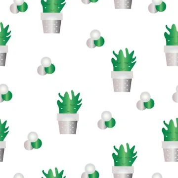 Seamless pattern with cactus flowers Stock Illustration