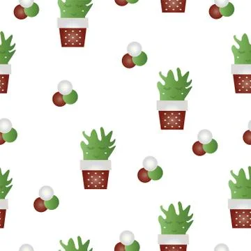 Seamless pattern with cactus flowers vector Stock Illustration