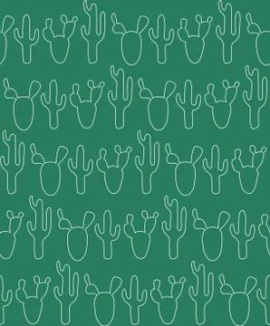 Seamless pattern with cactus on hte green background. Stock Illustration