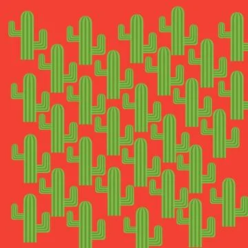 Seamless pattern with cactus pattern on yellow background. Vector illustration Stock Illustration