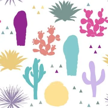 Seamless pattern with cactus plants. Vector illustration Stock Illustration