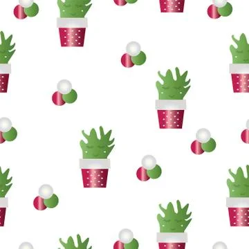 Seamless pattern with cactus plants vector Stock Illustration
