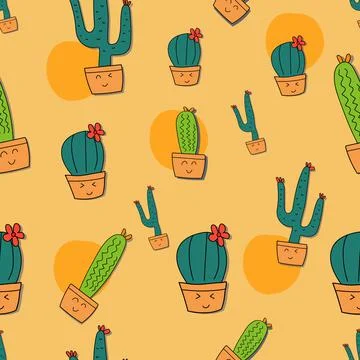 Seamless pattern cactus squad design for decoration needs, t-shirts, masks Stock Illustration