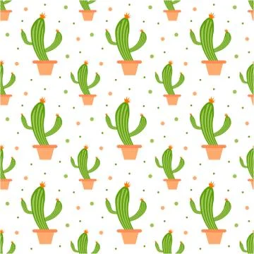 Seamless pattern with cactus. Vector texture illustration. イラスト素材