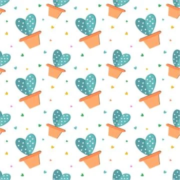 Seamless pattern with cactus. Vector texture illustration. Stock Illustration