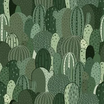 Seamless pattern cactus. Vector texture for textile, wrapping paper, packaging. Stock Illustration
