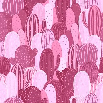 Seamless pattern cactus. Vector texture for textile, wrapping paper, packaging. Stock Illustration