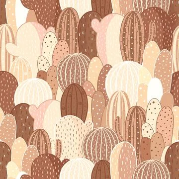 Seamless pattern cactus. Vector texture for textile, wrapping paper, packaging. イラスト素材