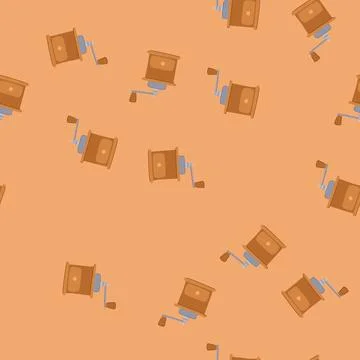 Seamless pattern cafe mill coffee grinder manual cartoon vector Stock Illustration