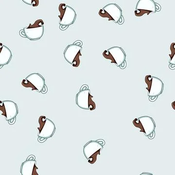 Seamless pattern caffeine coffee cup splash cartoon vector Stockillustratie