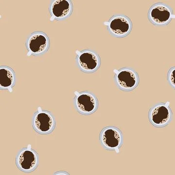 Seamless pattern caffeine coffee cup top cartoon vector Stock Illustration