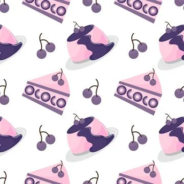Seamless pattern of cake and grape fruit pudding Illustrazione stock