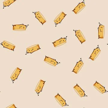 Seamless pattern cake dessert character cartoon vector Illustrazione stock