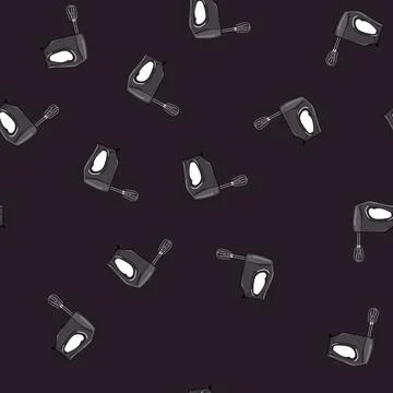Seamless pattern cake hand mixer cartoon vector Stock Illustration