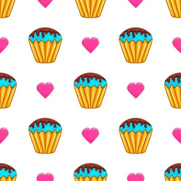 Seamless pattern with cake Stock Illustration