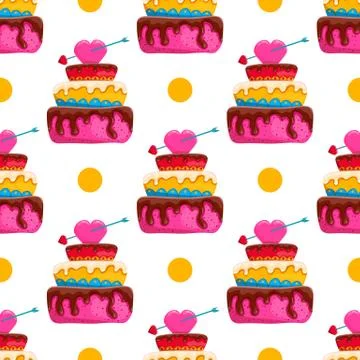 Seamless pattern with cake Stock Illustration