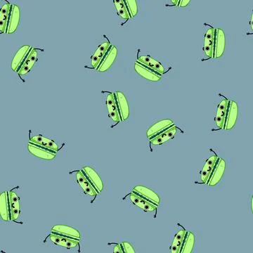 Seamless pattern cake macaron character cartoon vector Stock Illustration