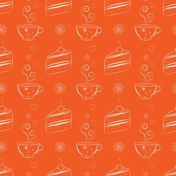 Seamless pattern with cakes and teacups Illustrazione stock