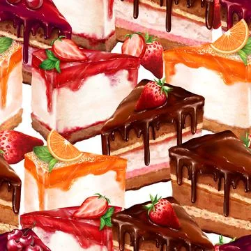 Seamless pattern of cakes 스톡 일러스트